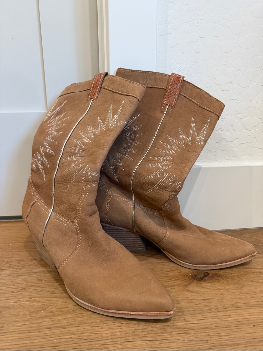 Dolce Vita Tan Suede Western Heeled Boots